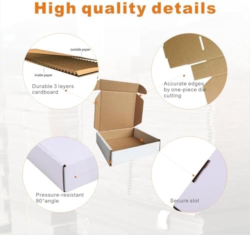50 Pack 4x4x1'' Small Shipping Boxes, Corrugated Cardboard Mailers for Business, White (CM441) - Image 5