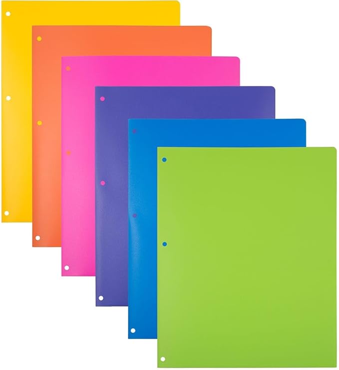 JAM PAPER Heavy Duty Plastic 3 Hole Punch Pocket Folders - Extra Tough School Folders - Assorted Fashion Colors - Bulk 144 Folders/Box (24 Assorted Packs of 6) by JAMPaper