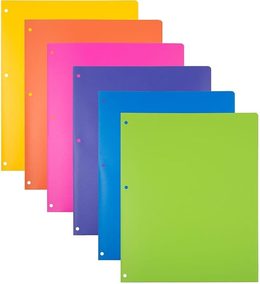 JAM PAPER Heavy Duty Plastic 3 Hole Punch Pocket Folders - Extra Tough School Folders - Assorted Fashion Colors - Bulk 144 Folders/Box (24 Assorted Packs of 6) by JAMPaper