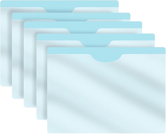 Light Blue Vinyl Pocket Folder, Doctor Stuff, Closed Sides, Letter Size, Clear Front Top Loading Job Jacket, Documents Holder for Office, High School and Medical Files, Pack of 25 by DoctorStuff