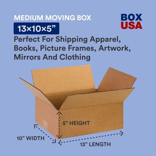BOX USA Shipping Boxes 13"L x 10"W x 5"H 25-Pack Flat Corrugated Cardboard Box for Packing, Moving and Storage - Image 2