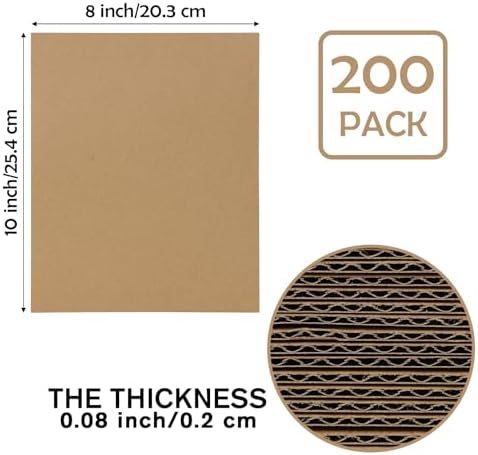 Calenzana 8x10 Browm Corrugated Cardboard Sheets, Flat Card Boards Inserts for Crafts, Packing, Shipping, Moving, Mailing, 200 Pack - Image 2