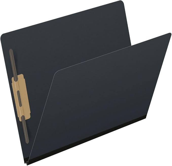 End Tab Pressboard Folders, Letter Size, 2" exp, Fasteners Pos #1 & #3, Black (Box of 25) - Image 2