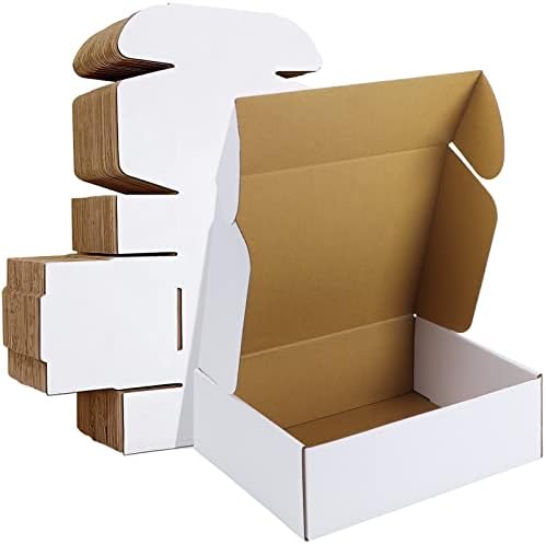 HORLIMER 12x9x4 inches Shipping Boxes Set of 20, White Corrugated Cardboard Box Literature Mailer by HORLIMER