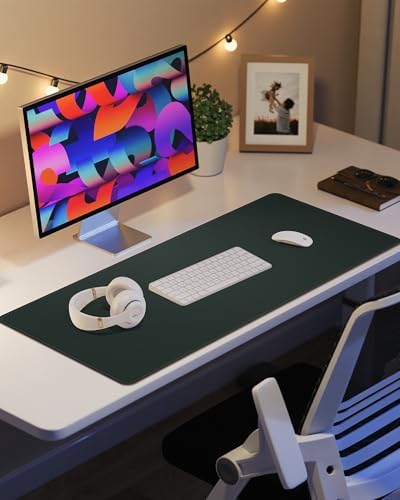 AFIING Desk Pad Protector 23.6" x 13.7" - Non-Slip Waterproof PU Leather Desk Mat for Mouse, Keyboard, Laptop, Office and Home Workspace (Dark Green) - Image 6