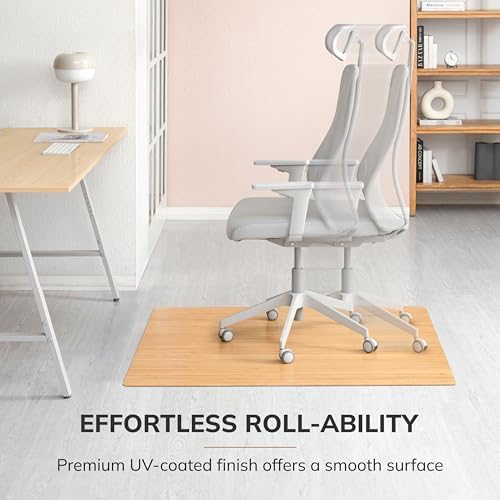 Anji Mountain 48" x 42" Bamboo Office Chair Mat for Carpet & Hardwood Floor - Image 5