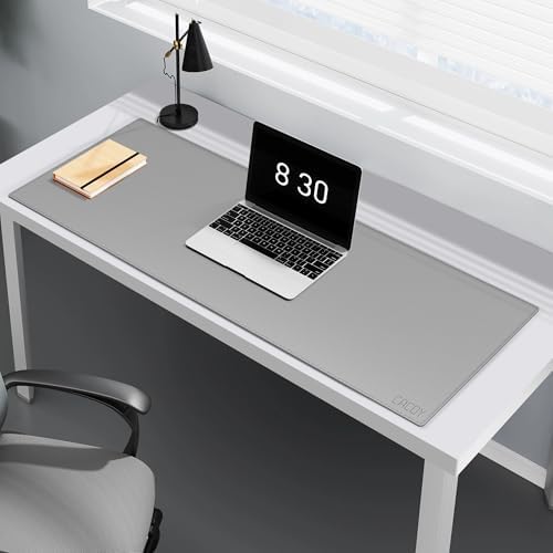 Cacoy 40" x 16" PU Leather Desk Pad Blotter, Extended Gaming Computer Mouse Pad, Waterproof Writing Pad Desktop Protector Mat for Office and Home (Grey) - Image 6
