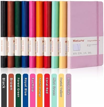 Heture Hardcover Notebooks, A5 Lined Journals Notebook for Writing 160 Pages, 8.2 x 5.5 inch, 10 Colors Classic Ruled Notebooks for College/Work/Travel (Assorted Color, 10 Pack) - Image 2