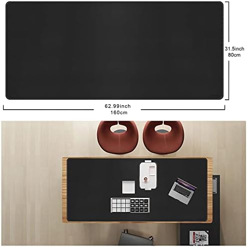 CENNBIE Leather Desk Mat, 63" x 31.4", Large Desk Pad Protector Black - Image 2