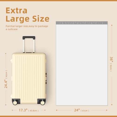Fuxury Extra Large Poly Mailers 24x36" 5 Pcs, XXL Jumbo Shipping Bags,White - Image 2