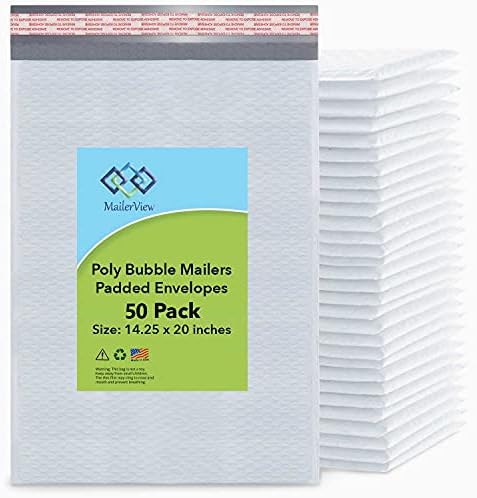 Bubble Mailers 14.25x20, Self Seal Poly Padded Envelopes #7, 50 Pack Bulk by MAILERVIEW