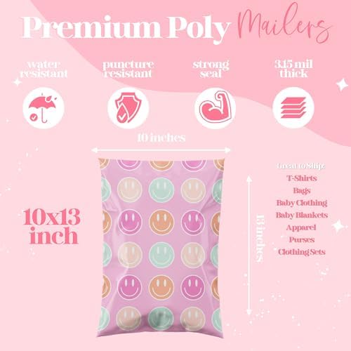 Pretty Package Store Poly Mailers 14.5x19, Smiley Face, 100 Pack - Image 5