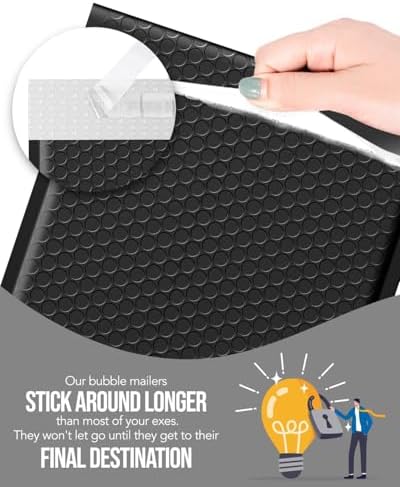 GSSUSA Large Bubble Mailers 10.5x16 Inch 500 Pack Black Padded Envelopes - Image 6