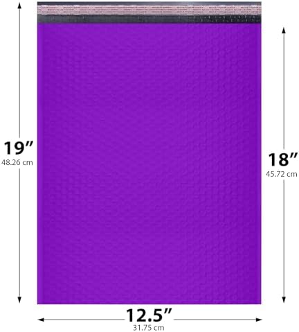 Purple Bubble Mailers 12.5x19.5, Poly Padded Envelopes #6, 50 Pack - Image 2