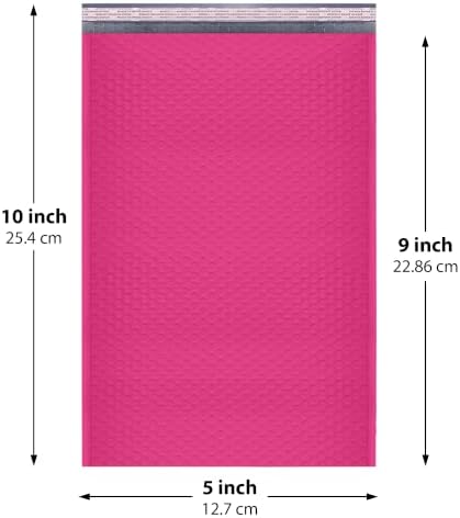 Hot Pink Bubble Mailers 5x10, Self Seal Poly Padded Envelopes #00, 250 Pack - Image 2