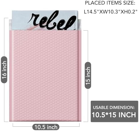 GSSUSA Light Pink Bubble Mailers 10.5x16" 250 Pack Padded Envelopes - Image 2