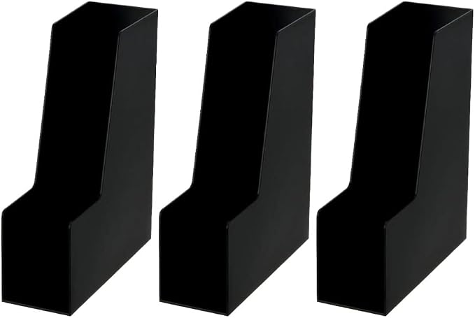 YBM Home Vertical File Bins Organizer Open Front Design for Easy Access to Files, Documents, and Magazines, Ideal for Home Office, Work Desktops, or School, Medium, 1262-3 by YBMHome