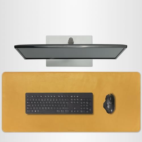 Full Grain Leather Desk Pad, Mustard Yellow, XL (35.4 x 15.7 inch) by DAREhue