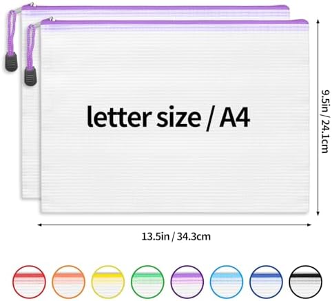 EOOUT 32pcs Mesh Zipper Pouch Bags, Mesh Bags with Zipper, Zipper Pouch for Organizing, Letter Size, A4 Size, for Office Supplies, Puzzles - Image 2