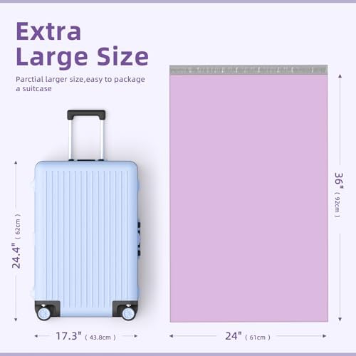 Fuxury Extra Large Poly Mailers 24x36" 25Pcs,XXL Jumbo Shipping Bags,Purple - Image 2