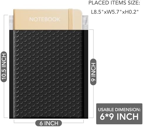 GSSUSA Black Bubble Mailers 6x10 Small Padded Envelopes 1000 Pack Self-Seal - Image 2