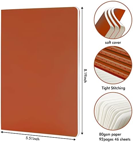 feela 36 Pack Soft Cover Journal Bulk, Lined Blank Travel Journal for Women Men Writing, Notebooks College Ruled for Work, Note Taking Notebook School Business Supplies, 8.2” x 5.5”, A5, Dark Orange - Image 2