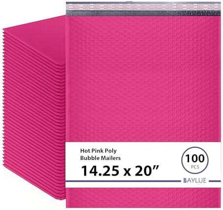 Hot Pink Bubble Mailers 14.50x20, Poly Padded Envelopes #7, 100 Pack by BAYLUE