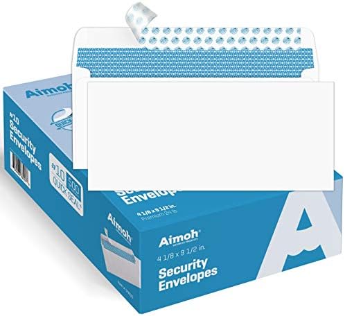Aimoh #10 Security Self-Seal Envelopes - 1 Case - 5 Packs - 2500 Envelopes, Windowless, Security Tint Pattern, Quick-Seal Closure - EnveGuard - Size 4-1/8 x 9-1/2 Inches - White - 24 LB (34010-CS) - Image 2