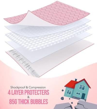 GSSUSA Light Pink Bubble Mailers 8.5x12" 500 Pack Padded Envelopes - Image 6