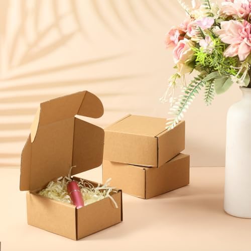 Qilery Shipping Boxes, 4 x 4 x 2 Inches, Brown, 100 Pcs - Image 4