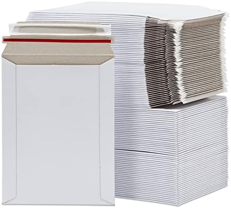 Stockroom Plus Mailing Envelopes - 6 x 8 in, White, 100-Count, Flat - Heavy Duty Cardboard Envelopes & Mailers for Photos, Documents & Trading Cards - Stay Flat Mailers by Juvale