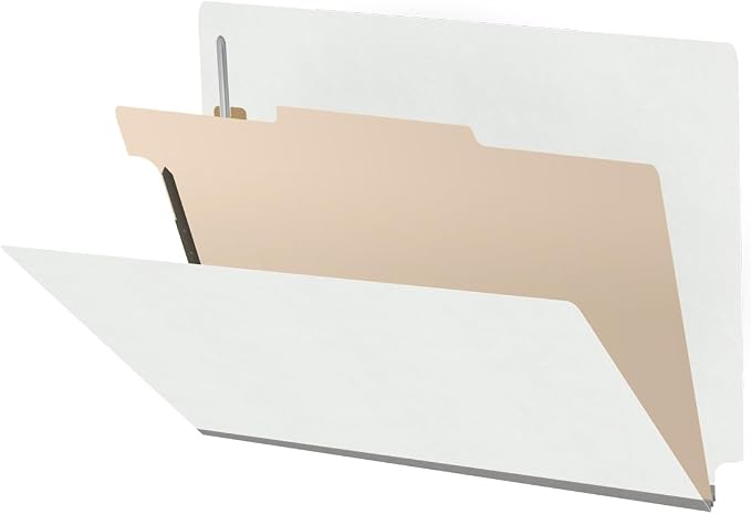 Ecom Folders Heavy Duty Top Tab Classification Folders | Letter Size 18 Pt Stock with 1 Divider | 2/5 Cut Right Position Tab for Medical, Legal and Office Documents | White, Box of 10 by Ecom+Folders