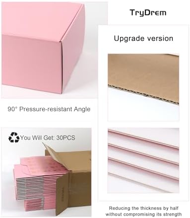 Shipping Boxes 9x6x4 Inch, Set of 30, Cute Pink Corrugated Cardboard Boxes, Mailer Packaging Boxes for Small Business Gift Literature Shipping - Image 3