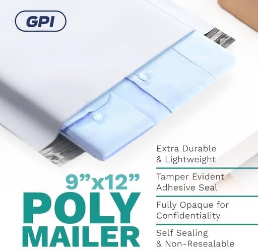 9" X 12" Poly Mailers, 200 Count White Polymailer Shipping Envelopes for Clothes 2 Mil Unpadded Waterproof Opaque Self-Seal Poly Bags with Tear/Puncture Proof Adhesive Strip - Image 3
