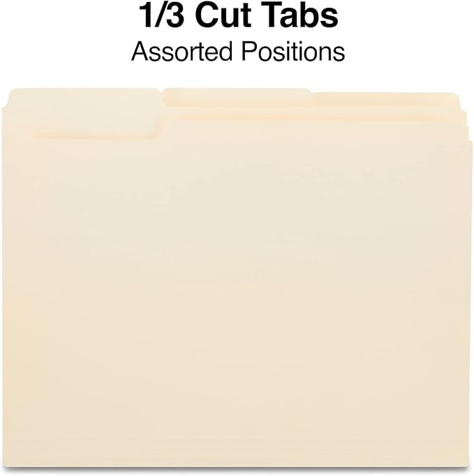Staples File Folders, Letter Size, 1/3‑Cut Tabs, Assorted Positions, Manila, Durable Paper Stock, 250/Pack - Image 3