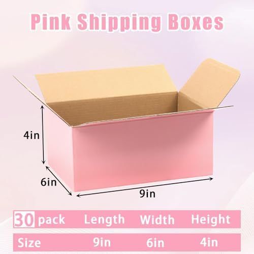 9x6x4 Pink Shipping Boxes, 30 Pack Mailing Boxes for Small Business, Corrugated Cardboard Boxes for Shipping, Packaging - Image 2
