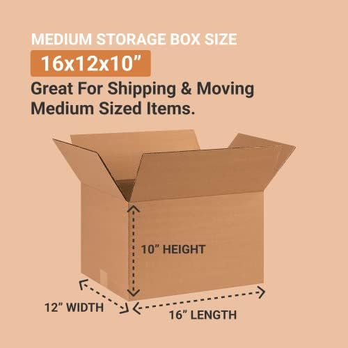 BOX USA Shipping Boxes Medium 16"L x 12"W x 10"H 25-Pack - Corrugated Cardboard Box for Moving, Mailing, Packing, Packaging and Storage - Image 2