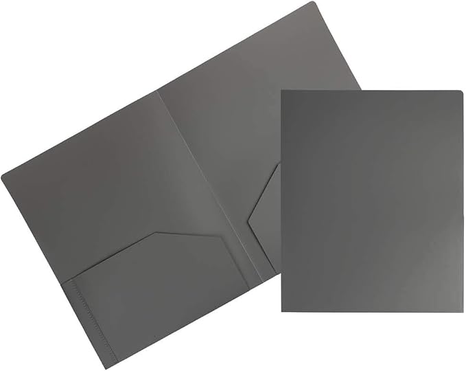 JAM PAPER Heavy Duty Plastic 2 Pocket Extra Tough School Folders - Grey - 6/Pack by JAMPaper