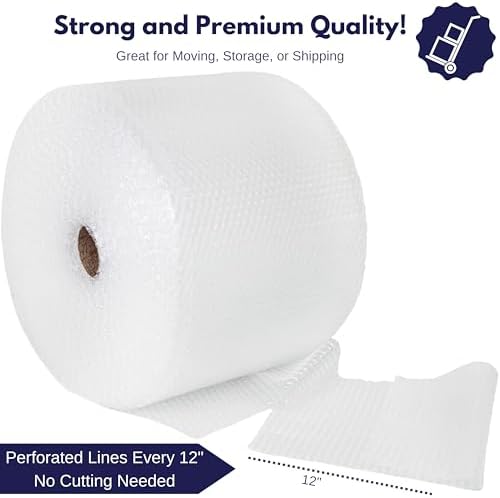 Bubble Roll Wrap 12" x 200', 1-Pack 3/16" Perforated Small Cushioning - Image 2