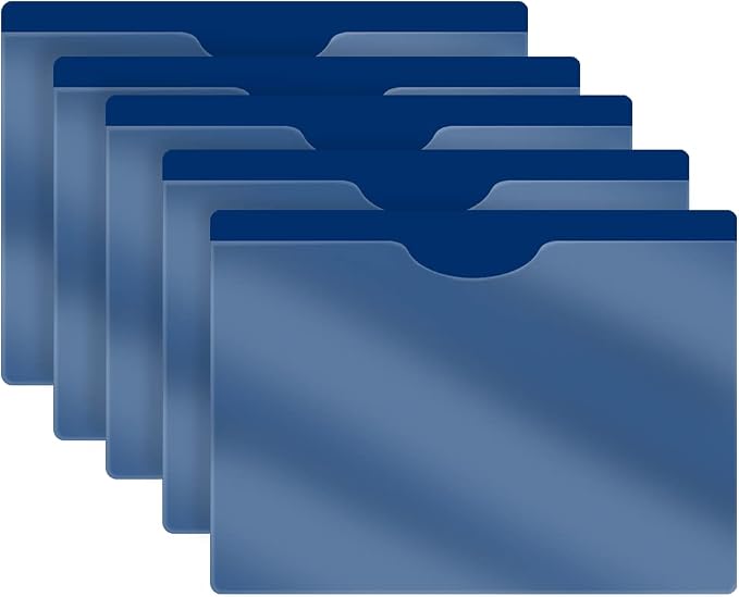 Navy Blue Plastic Folders with Pockets and Clear Cover, Doctor Stuff, Letter Size, Top Loading Vinyl File Folders, Job Jacket, Documents Holder, Pack of 100 by DoctorStuff