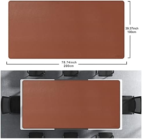 CENNBIE MAX200 78.7" x 39.4" Leather Desk Mat, Extra Large Desk Pad Blotter Protector, Extended Table Pad, Waterproof PU Leather Desk Mat on top of desks Large for Office and Home (Brown) - Image 2