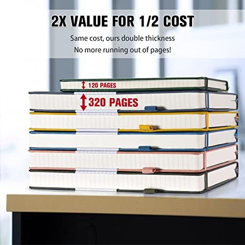 5 Pack College Ruled Notebook Bulk, A5, 312 Numbered Page Thick Journal Set - Image 2