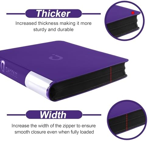 Premium Card Binder 16 Pocket - Fits 1600 Cards，4X4 Ringless Card Album with Sleeves for Trading Cards & Sports Cards（Model C，Classic Purple） - Image 4