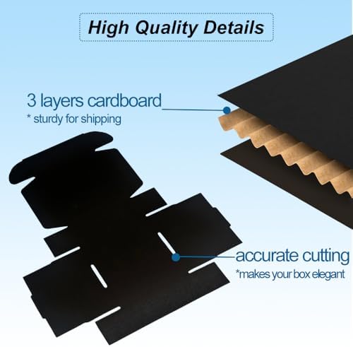 ROTCH 200 Pack 5x5x2'' Small Shipping Boxes Black, Cardboard Corrugated Mailers (M552-200-B) - Image 3