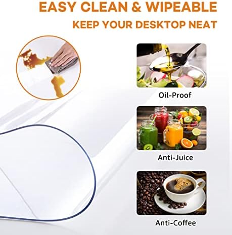 24 Inch Dia Clear Round Table ProtectorClear Plastic Round Tablecloth Cover for Dining Table Wipeable Waterproof Heat-Resisting Vinyl Polyester 1.5mm Thick PVC Table Pad Mat Wood Glass Furniture - Image 3