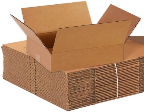 BOX USA Shipping Boxes 14"L x 11"W x 3"H 25-Pack Flat Corrugated Cardboard Box for Packing, Moving and Storage by BOXUSA