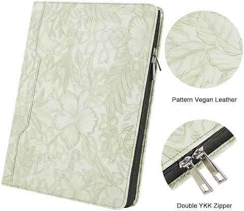 DUKE&COW Vegan Leather Portfolio Binder, 3-Ring Padfolio Organizer, Green - Image 3