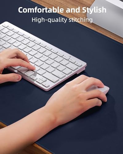 AFIING Desk Pad Protector 23.6" x 13.7" - Non-Slip Waterproof PU Leather Desk Mat for Mouse, Keyboard, Laptop, Office and Home Workspace (Midnight Blue) - Image 3