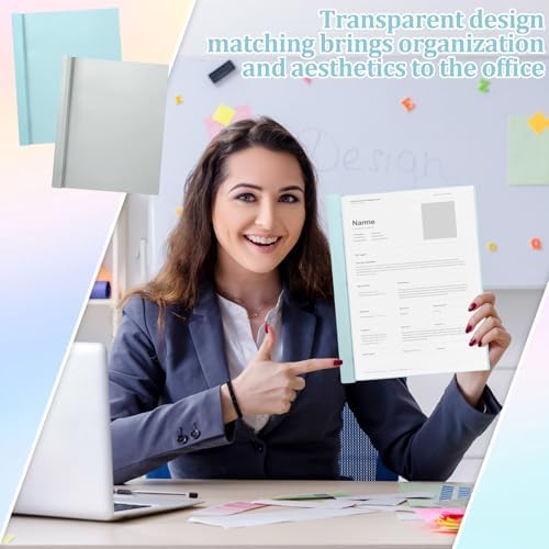 6 PCS Retro Plastic Report Covers with 3 Prongs Clear Front Presentation Folders 3 Prong Folders for Resume Portfolio Document Report Letter Proposal School Classroom Office Supplies (Vintage) - Image 6