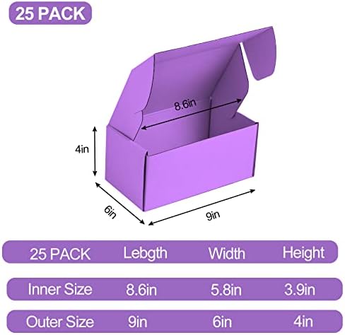 25 Pack Small Shipping Boxes Purple Corrugated Cardboard Box 9x6x4 inches，Corrugated Box for Packaging Small Business,Mailing Packing Literature Mailer,Shipping Gift Boxes - Image 2